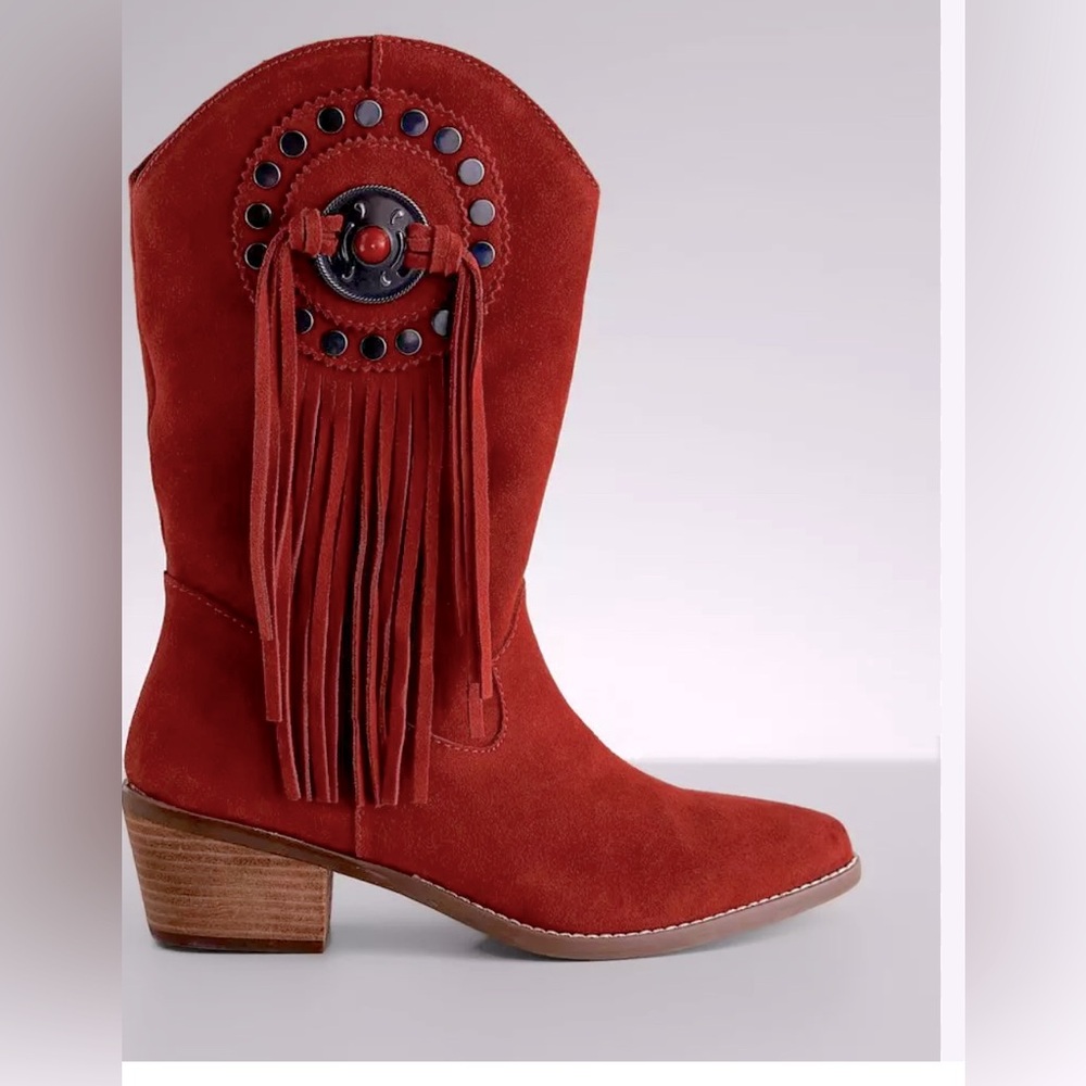 Dingo Takin' Flight Fringe Suede Western Boot sɪᴢᴇ 9 Rᴜsᴛ